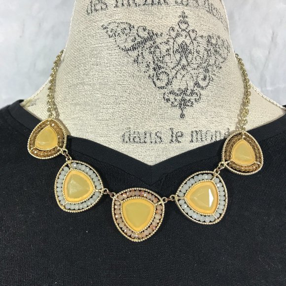 Jewelry - Geometric unique statement necklace Gold tones